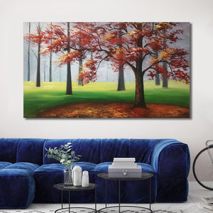 Huge Handmade Oil Painting of Large Landscape View on Stretched Canvas