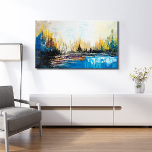 Abstract Handmade Oil Painting on Stretched Canvas in Beautiful Colors