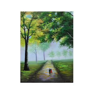 Huge Handmade Oil Painting of Love Atmosphere in Green Landscape on Stretched Canvas