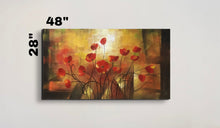 Handmade Oil Painting of Red Poppy on Stretched Canvas