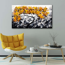 Handmade Oil Painting on Canvas of Golden Yellow Tree