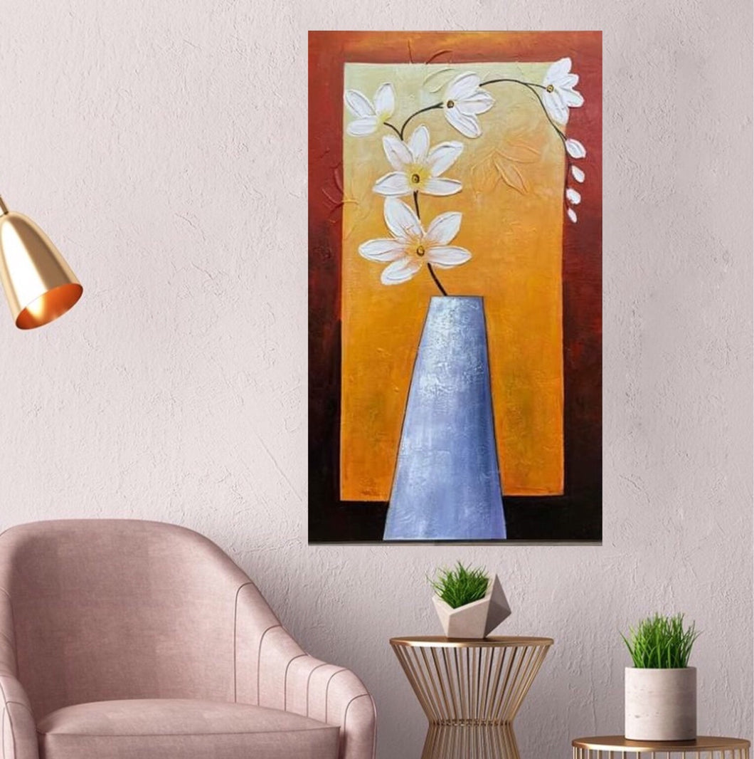 Handmade Oil Painting on Stretched Canvas of Vase