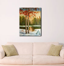 Handmade Oil Painting of Landscape Trees with 3D view on Canvas