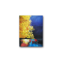 Handmade Oil Painting of Gold & Blue Tree view on Canvas