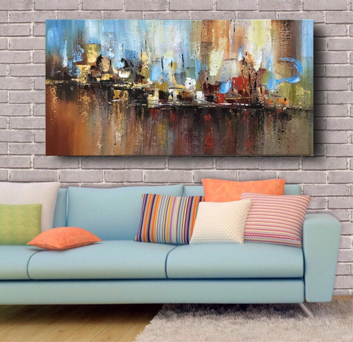 Handmade Oil Painting on Stretched Canvas of Abstract View