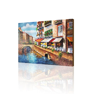 Large Handmade Oil Painting of Venice City on Stretched Canvas