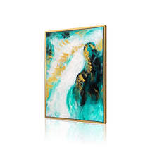Abstract Handmade Oil Painting on Stretched Canvas with Extra Gold Floating Frame