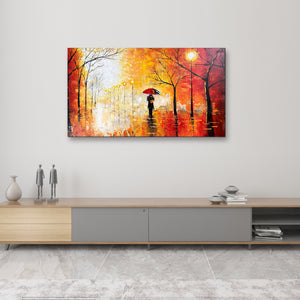 Handmade Oil Painting of Large Landscape View on Stretched Canvas