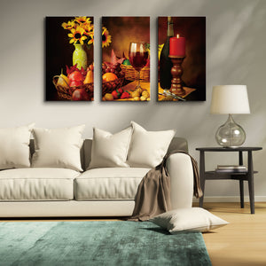 High Quality Art Print of Fruits on Stretched Canvas of Three Picture Set in Group