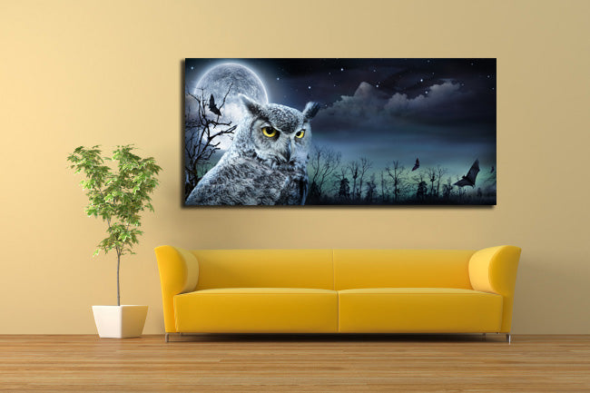 High Quality Art Print on Stretched Canvas of Night Owl