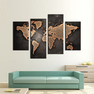 High Quality Art Print on Stretched Canvas of Wolrd Map