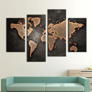 Huge High Quality Art Print on Stretched Canvas of World Map