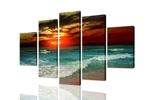 High Quality Art Print  of Sea View on Stretched Canvas in Group