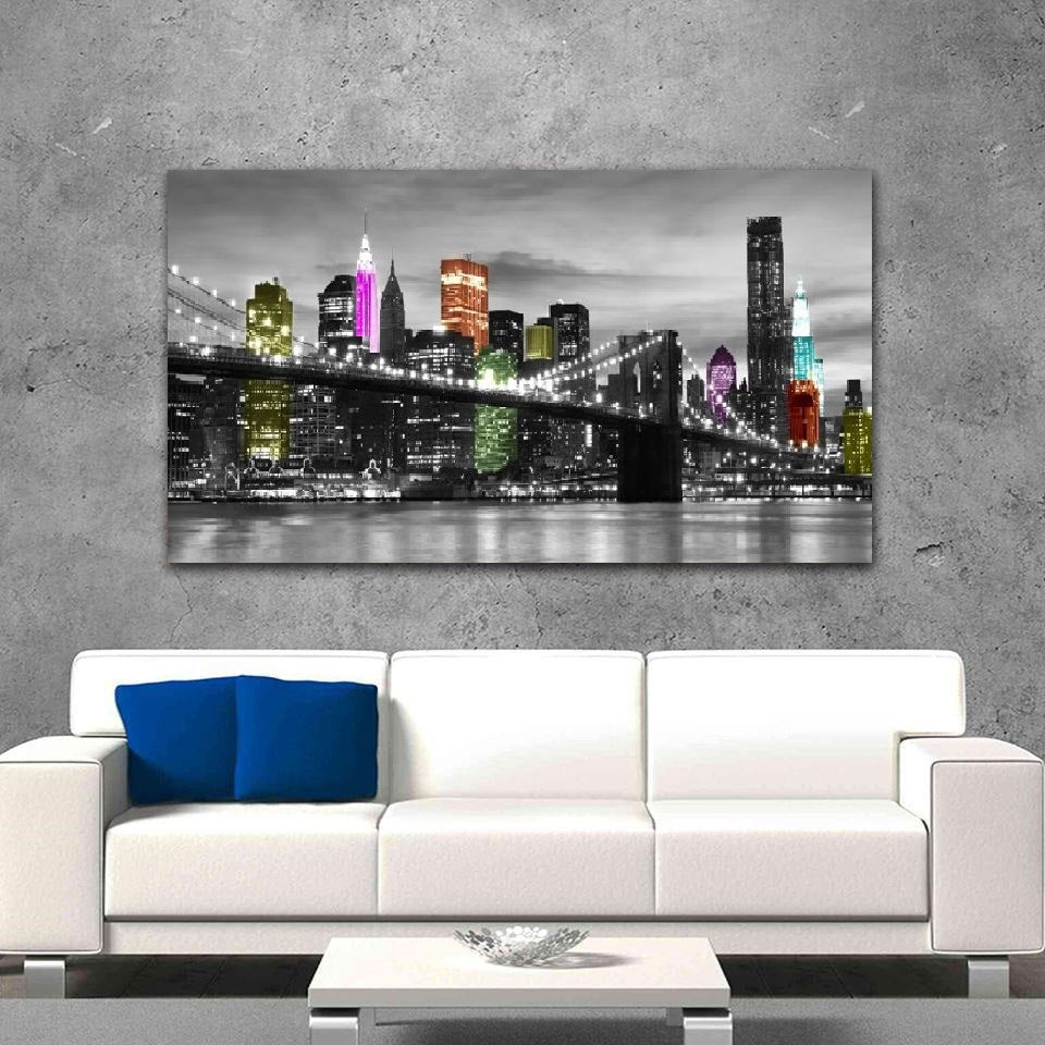 High Quality Art Print of Skyline View on Stretched Canvas