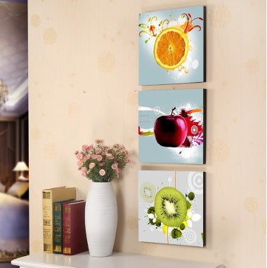 High Quality Art Print on Stretched Canvas of Three Fruit Picture Set in Group