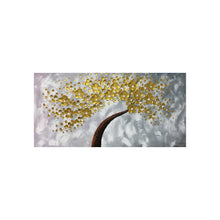 Handmade Oil Painting of Golden Tree with Grey Background on Stretched Canvas