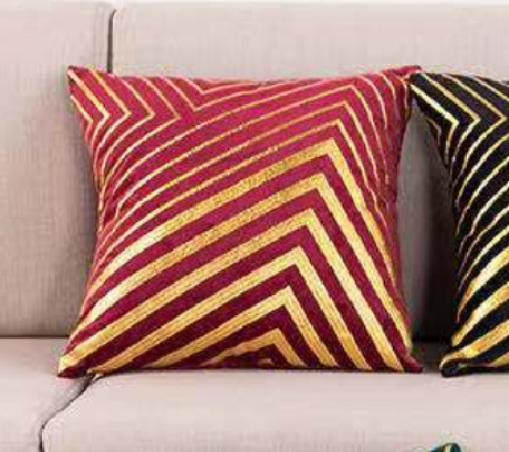 Pillow Case Cushion Cover Throw and Pillow Insert in RED and GOLD Color - Set of 2 with Zipper