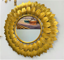 Handcrafted Modern Decorated Round Wall Metal Mirror