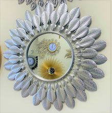 Handcrafted Modern Decorated Round Wall Metal Mirror GOLD & SILVER (32 x 32 inches)