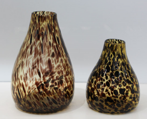 Luxurious Leopard Print Black/Golden Yellow Glass Vase