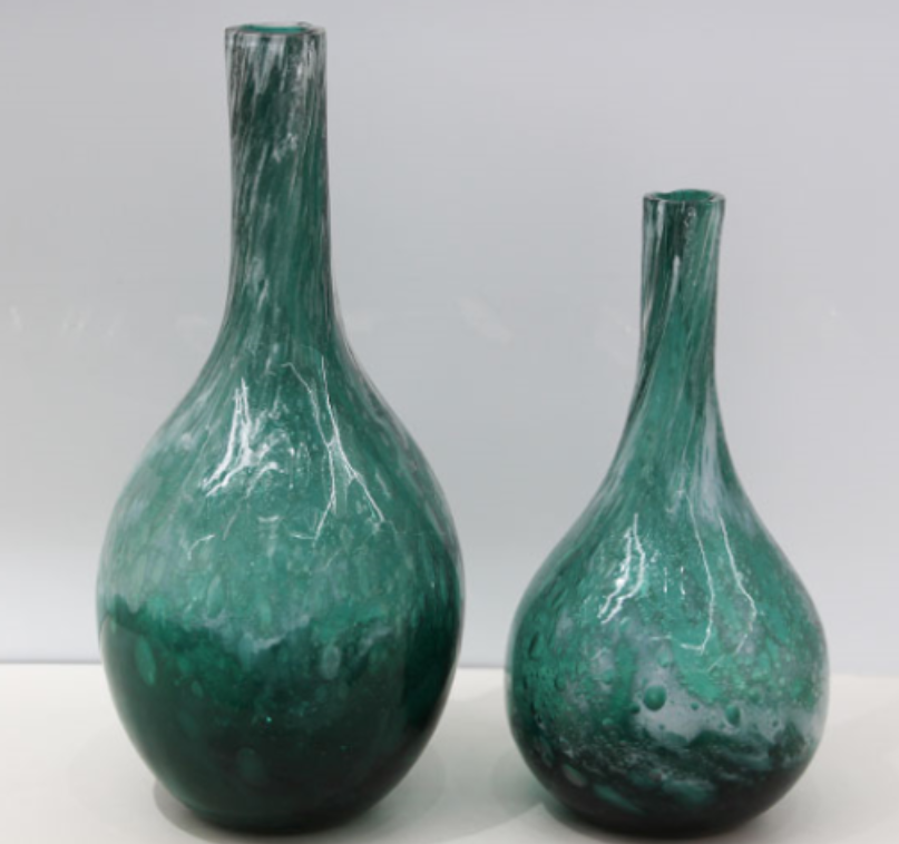 Luxurious & Super High Quality Teal/Silver Glass Vase