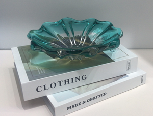 Luxurious & Thick Glass Decorated Bowl in Teal