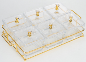 Classy Crystal White Glass Dividers/Organizers with Cover