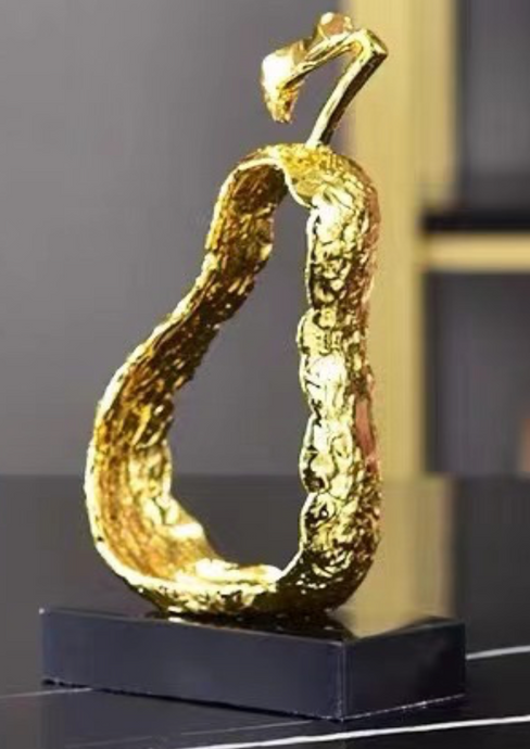 Marble Sculpture Centre Piece in Gold/Silver Metal of a Gorgeous Pear