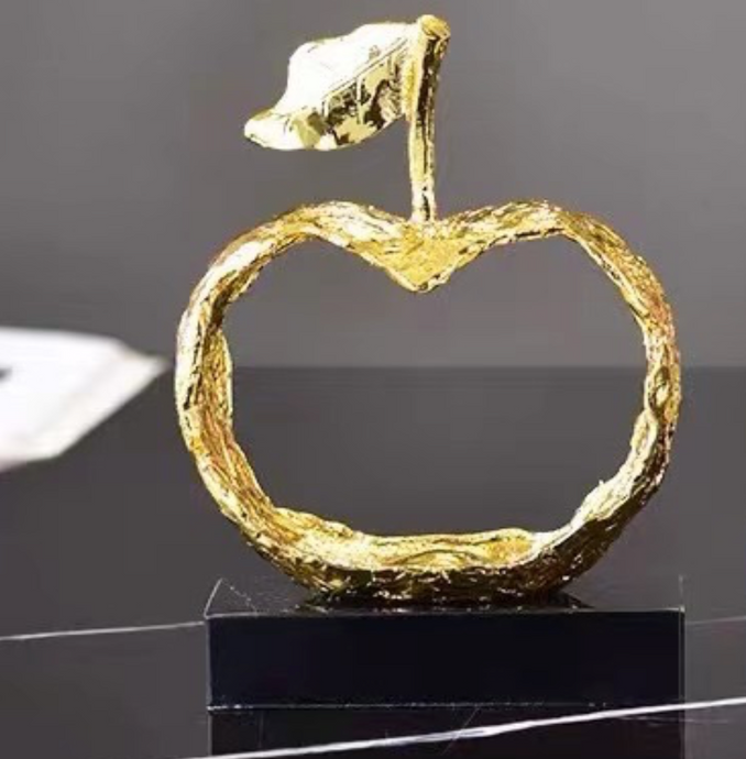 Marble Sculpture Centre Piece in Gold/Silver Metal of a Gorgeous Apple