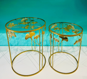 Side Table Gold Mirror Top