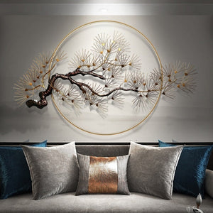 Wall Décor in Golden Metal and Brown Textured trees