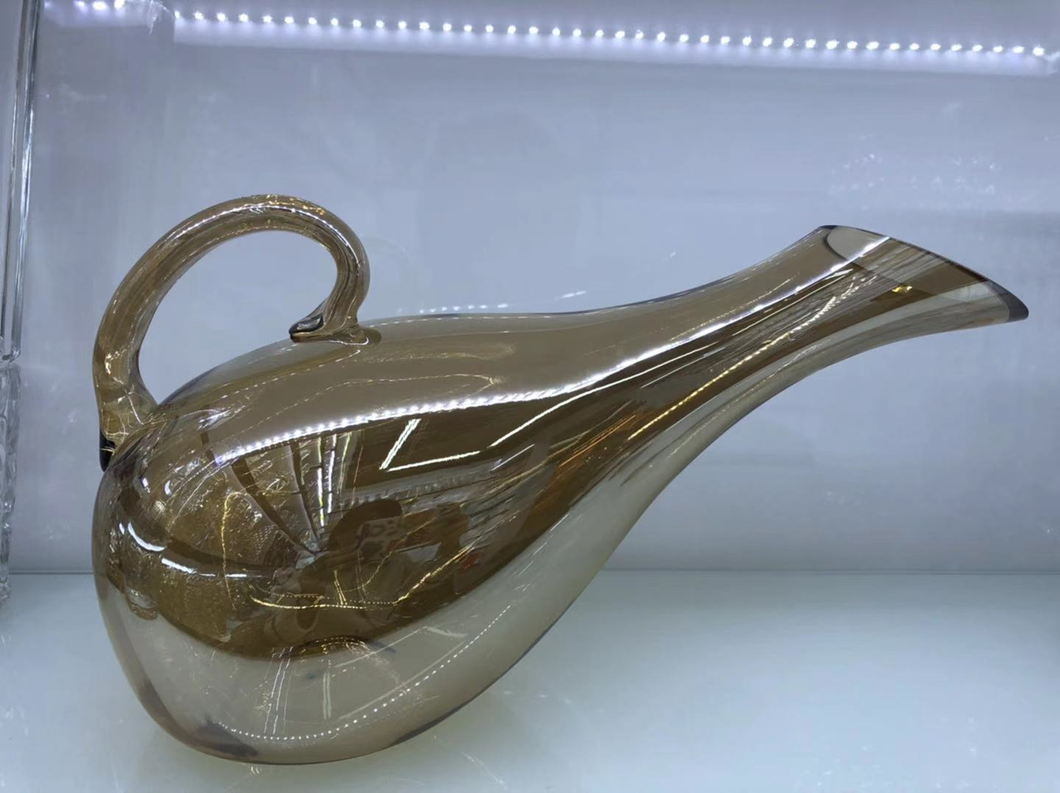 Glass Vase Crystal Kettle-Shaped Ware for Dried or Fresh Flowers Available in Black, Gold & Crystal Colour