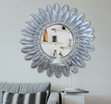 Handcrafted Modern Decorated Round Wall Metal Mirror GOLD & SILVER (32 x 32 inches)