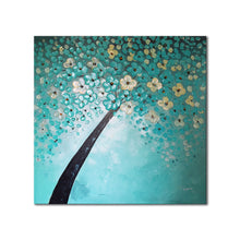 Huge Handmade Oil Painting on Stretched Canvas of Blue Flower Tree