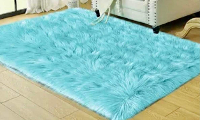 Area Rugs Fluffy Super Soft Premium for Home Decor in Light Blue | Washable