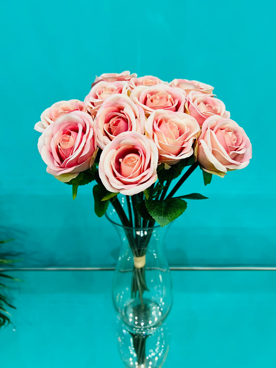 Flower Bunch Silk Roses in Dark PINK Colour with Stem