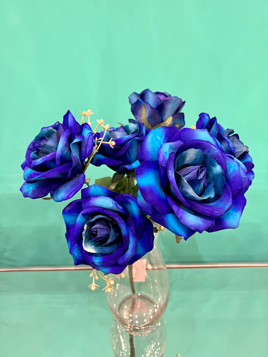 Bouquet of Velvet Flower Bunch in BLUE Colour With Stem