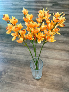 Flower long stem of Artificial Silk in ORANGE , Faux flowers for Long Vases