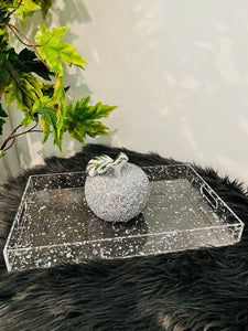 Rectangular Acrylic Tray with Silver Textures
