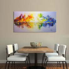 Abstract Handmade Oil Painting on Stretched Canvas in Rainbow Colors