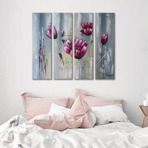 Handmade Oil Painting  of Flowers on Stretched Canvas in Group