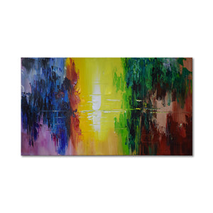 Handmade Abstract Oil Painting on Stretched Canvas in Bright Colors