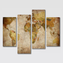 High Quality Art Print of World Map on Stretched Canvas in Groups