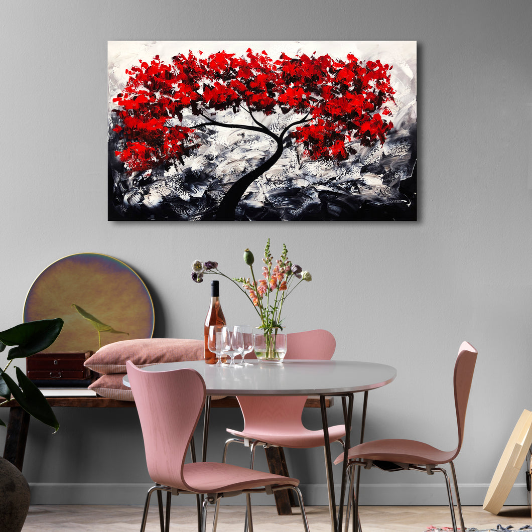 Premium Quality 100% Handmade Oil Painting on Canvas of Red Tree