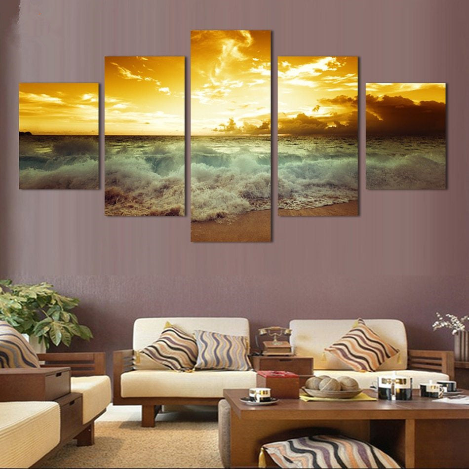 High Quality Art Print of Sea View on Stretched Canvas in Group