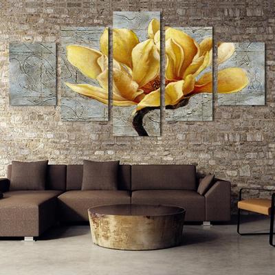 High Quality Art Print on Stretched Canvas of a Big Gold Yellow Flower in Group