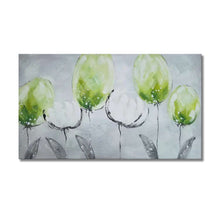 Handmade Oil Painting on Stretched Canvas of Pistachio Tulip Flowers