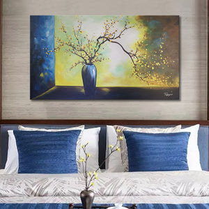 Handmade Oil Painting on Stretched Canvas of 3D Tree in Gold Background