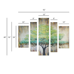 Handmade Oil Painting on Stretched Canvas of a Big Tree in Group